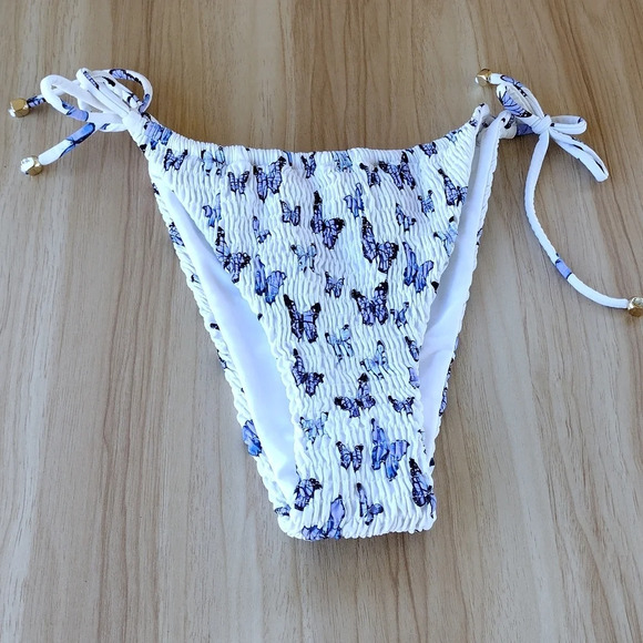 Blackbougn Side Tie Bikini Smoked Butterfly Swim Bottom Medium M - Picture 1 of 7